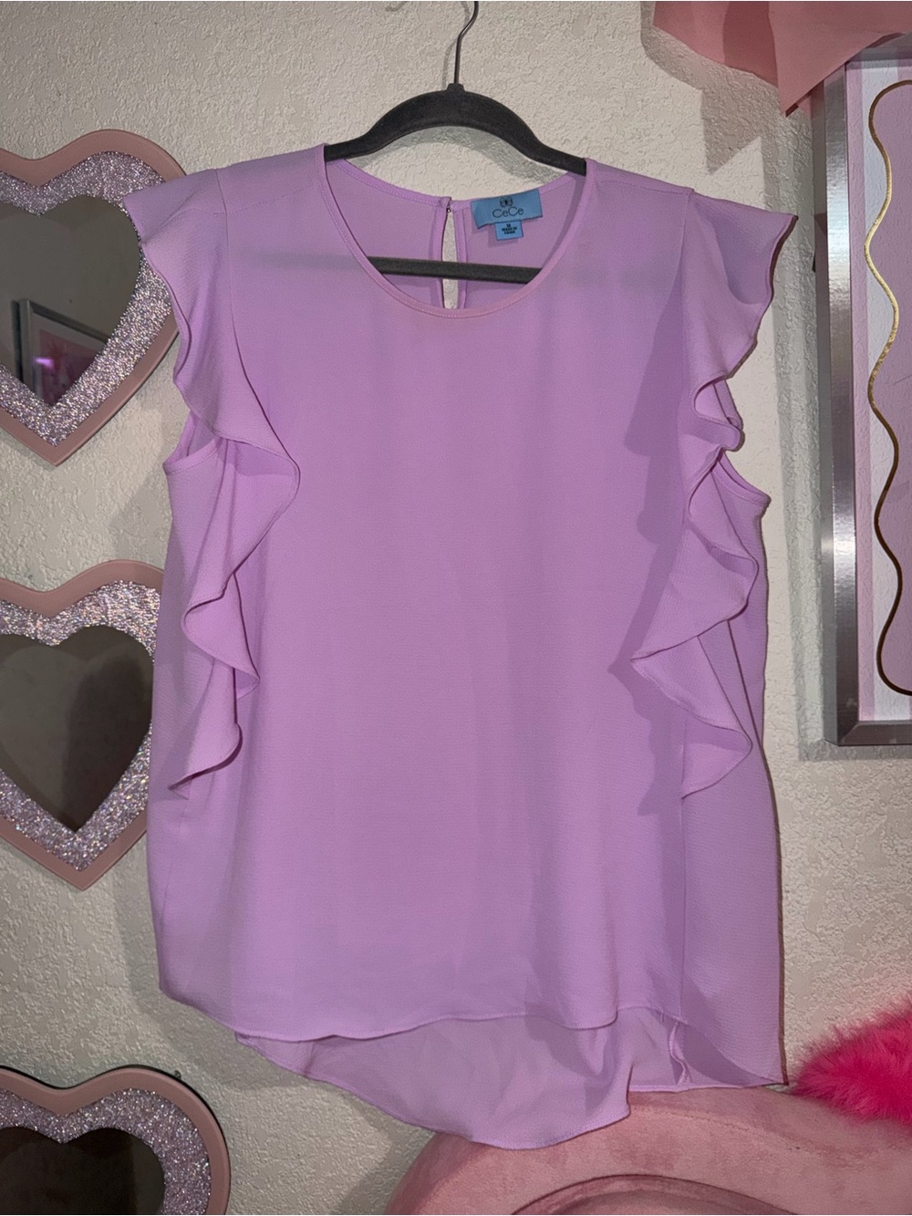 CeCe Lavender Ruffle Sleeve Blouse
